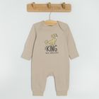 Cool Club, Pijama tip salopeta pentru baieti, granit, bej, galben, imprimeu Lion King, set 3 buc.