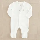 Cool Club, Pijama tip salopeta pentru bebelusi, bumbac organic, alb