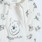 Cool Club, Pijama tip salopeta pentru bebelusi, bumbac organic, ecru, imprimeu Winnie the Pooh