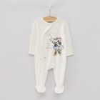 Cool Club, Pijama tip salopeta pentru fete, ecru, galben, imprimeu Minnie Mouse, set 2 buc.