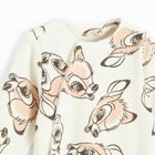 Cool Club, Pijama tip salopeta pentru fete, velur, ecru, imprimeu Bambi