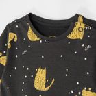 Cool Club, Rochie cu maneca lunga pentru fete, negru-grafit, imprimeu catei, pisici