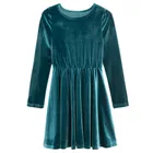 Cool Club, Rochie cu maneca lunga pentru fete, velur, turcoaz