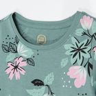 Cool Club, Rochie cu maneca lunga pentru fete, verde, imprimeu flori