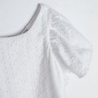 Cool Club, Rochie cu maneca scurta pentru fete, alb, broderie englezeasca