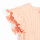 Cool Club, Rochie cu maneca scurta pentru fete, din tricot striat, portocaliu