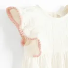 Cool Club, Rochie cu maneca scurta pentru fete, muselina, ecru