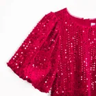 Cool Club, Rochie cu maneca scurta pentru fete, velur, rosu