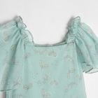 Cool Club, Rochie cu maneca scurta pentru fete, verde-menta, imprimeu frunze