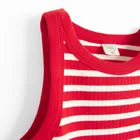 Cool Club, Rochie fara maneci pentru fete, din tricot striat, rosu-alb