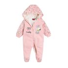 Cool Club, Salopeta cu gluga din bumbac organic pentru fete, culoare roz, imprimeu Snoopy