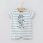 Cool Club, Salopeta Rompers pentru baieti, bumbac organic, albastru, verde, imprimeu Looney Tunes, set 2 buc.