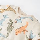 Cool Club, Salopeta Rompers pentru baieti, bumbac organic, bej, imprimeu canguri