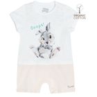 Cool Club, Salopeta rompers pentru baieti, bumbac organic, ecru, imprimeu Disney