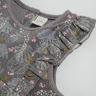 Cool Club, Salopeta Rompers pentru fete, bumbac organic, negru-grafit, imprimeu girafe