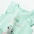 Cool Club, Salopeta Rompers pentru fete, bumbac organic, verde-menta, imprimeu zebra