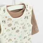Cool Club, Set pentru bebelusi, Body cu maneca lunga, din tricot striat, Salopeta cu botosei, velur, mix