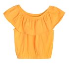 Cool Club, Set pentru fete, bluza cu maneca scurta in stil spaniol si pantaloni din material textil, mix de culori, imprimeu frunze