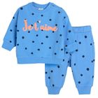 Cool Club, Set pentru fete, bluza, pantaloni trening, albastru, buline, imprimeu Jet' aime
