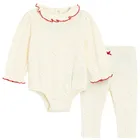 Cool Club, Set pentru fete, Body cu maneca lunga, Colanti, ecru