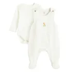 Cool Club, Set pentru fete, Body cu maneca lunga, Salopeta cu botosei, alb