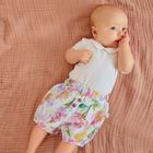 Cool Club, Set pentru fete, Body cu maneca scurta, Pantaloni scurti, Pantaloni scurti salopeta, Bentita, ecru, roz