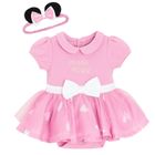 Cool Club, Set pentru fete, Body-rochie cu maneca scurta pentru fete, Bentita, roz, imprimeu Minnie Mouse