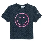 Cool Club, Set pentru fete, Tricou, Colanti scurti, din tricot striat, negru, imprimeu SmileWorld