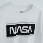 Cool Club, Tricou pentru baieti, oversize, alb, imprimeu NASA