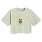 Cool Club, Tricou pentru fete, crop top, kaki, imprimeu Harry Potter