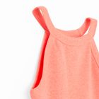 Cool Club, Tricou pentru fete fara maneci, din tricot striat, portocaliu fluo