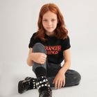 Cool Club, Tricou pentru fete, negru, imprimeu Stranger Things