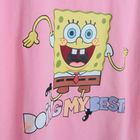 Cool Club, Tricou pentru fete, oversize, roz, imprimeu SpongeBob