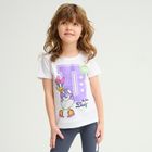 Cool Club, Tricou pentru fete, violet, alb, imprimeu Daisy, set, 2 buc.