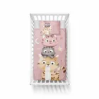 Detexpol, Pisoi, set lenjerie de pat single, din bumbac, różowy, 100-135 cm