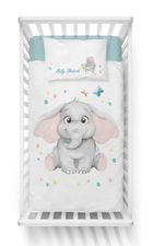 Elefant, set lenjerie de pat single, albastru, 100-135 cm