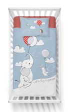 Elefant, set lenjerie de pat single, albastru, 90-120 cm