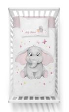 Elefant, set lenjerie de pat single, roz, 100-135 cm