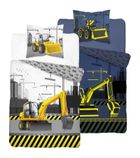 Excavator, set lenjerie de pat single, fluo, 160-200 cm