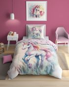 Fluo, set de lenjerie de pat pentru tineri, 140-200 cm + 70-80 cm, Unicorn