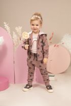 Hanorac cu gluga si fermoar pentru fete, roz, imprimeu flori, brand Pinokio