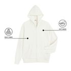 Hanorac oversize alb cu fermoar NOWEAR