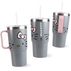 Hello Kitty, cana de baut cu pai si maner din otel, 600 ml