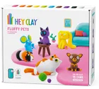 Hey Clay, Fluffy Pets, set creativ, 15 cutii de plastilina