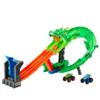 Hot Wheels, Monster Trucks, Dragon Demolition, set de joaca cu 2 masini