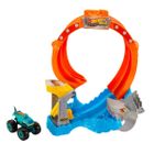 Hot Wheels, Monster Trucks, Spiral Shark Smash, set de joaca cu masina