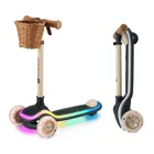 Kinderkraft, Raket, trotineta cu 3 roti LED, Beige