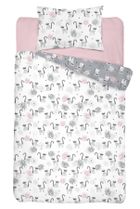 Lemuri, set lenjerie de pat si aparatori patut, 3 piese, gri, 90-120 cm