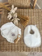 MimiNu, bloomers din muselina, crema, marime S, 0-1 ani