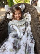 MimiNu, Padurea linistita, patura, bumbac + minky, Natural + nougat, TOG 1, 75-100 cm